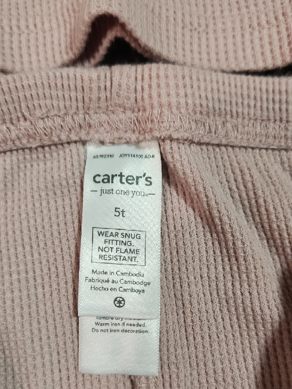 Carter's Girls Ribbed Long Sleeve Pajama Set in Light Pink